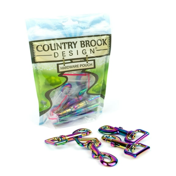 Country Brook Design® 1 Inch Iridescent Rainbow Swivel Snap Hooks, 50 Pack
