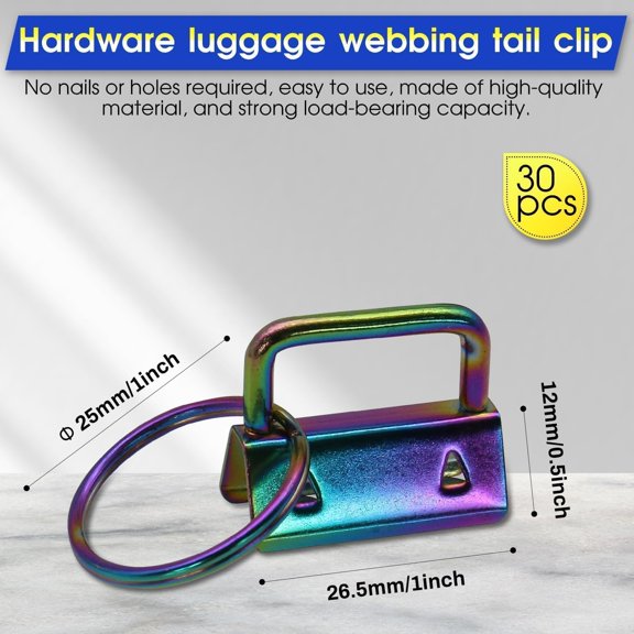 1 Inch Key Fob Hardware with Keychain Rings for DIY Crafts, Bag Webbing, Wristlets, Lanyards