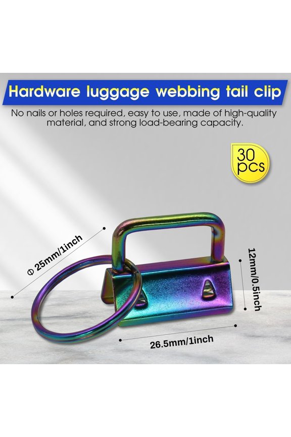 1 Inch Key Fob Hardware with Keychain Rings for DIY Crafts, Bag Webbing, Wristlets, Lanyards