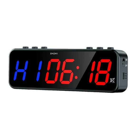 1 Inch LED Portable Gym Interval Timer Fitness Timer Count Down/Up Clock Stopwatch EMOM With Wireless App Control Back ,Multi-Functional
