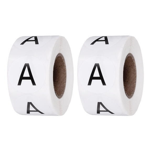 1 Inch Letter-A Inventory Labels, 500Pcs Letter Stickers Round Circle Dots Labels Semi-Gloss Adhesive Stickers for Home Organization Office Storage, Black (2 Roll)