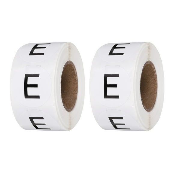 1 Inch Letter-E Inventory Labels, 500Pcs Letter Stickers Round Circle Dots Labels Semi-Gloss Adhesive Stickers for Home Organization Office Storage, Black (2 Roll)