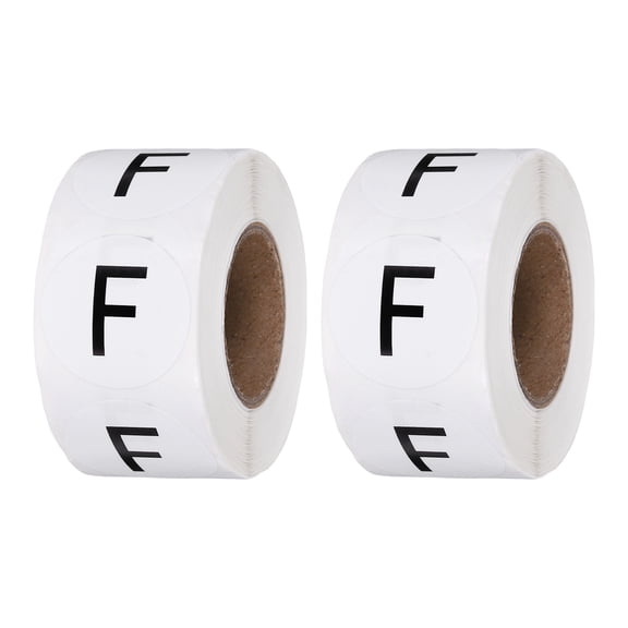 1 Inch Letter-F Inventory Labels, 500Pcs Letter Stickers Round Circle Dots Labels Semi-Gloss Adhesive Stickers for Home Organization Office Storage, Black (2 Roll)