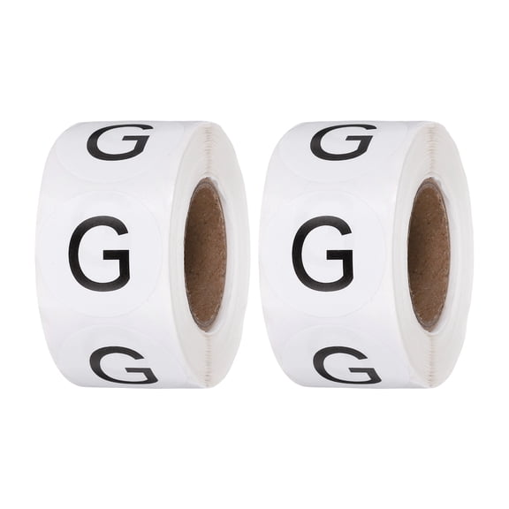 1 Inch Letter-G Inventory Labels, 500Pcs Letter Stickers Round Circle Dots Labels Semi-Gloss Adhesive Stickers for Home Organization Office Storage, Black (2 Roll)