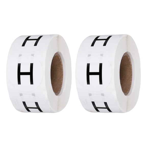 1 Inch Letter-H Inventory Labels, 500Pcs Letter Stickers Round Circle Dots Labels Semi-Gloss Adhesive Stickers for Home Organization Office Storage, Black (2 Roll)