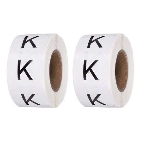 1 Inch Letter-K Inventory Labels, 500Pcs Letter Stickers Round Circle Dots Labels Semi-Gloss Adhesive Stickers for Home Organization Office Storage, Black (2 Roll)