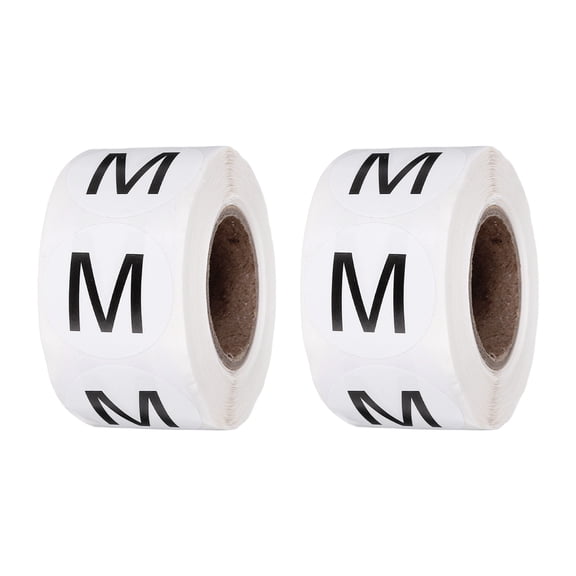 1 Inch Letter-M Inventory Labels, 500Pcs Letter Stickers Round Circle Dots Labels Semi-Gloss Adhesive Stickers for Home Organization Office Storage, Black (2 Roll)