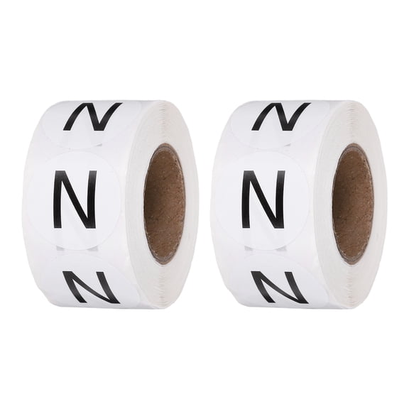 1 Inch Letter-N Inventory Labels, 500Pcs Letter Stickers Round Circle Dots Labels Semi-Gloss Adhesive Stickers for Home Organization Office Storage, Black (2 Roll)