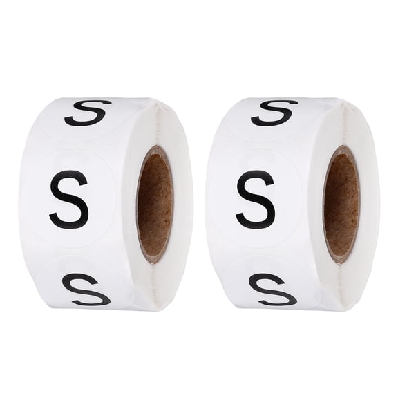 1 Inch Letter-S Inventory Labels, 500Pcs Letter Stickers Round Circle Dots Labels Semi-Gloss Adhesive Stickers for Home Organization Office Storage, Black (2 Roll)