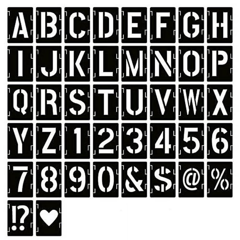 1 Inch Letter Stencils Symbol Numbers Craft Stencils, 42 Pcs Reusable  Alphabet Templates Interlocking Stencil Kit for Painting on Wood, Wall,  Fabric