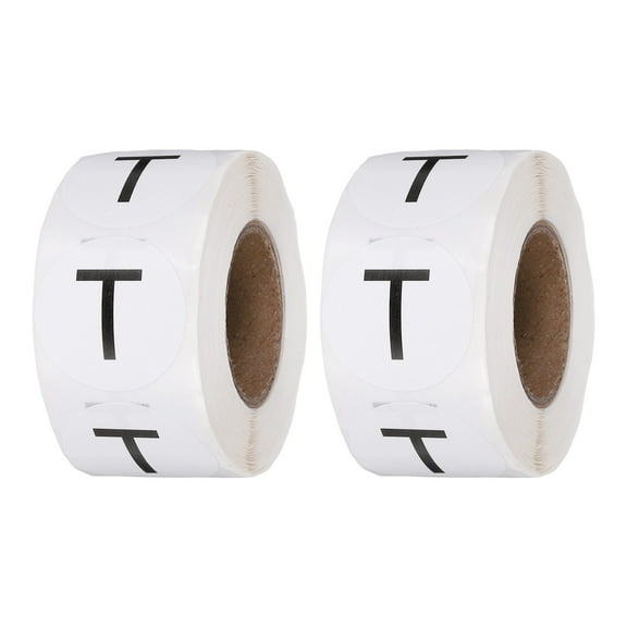 1 Inch Letter-T Inventory Labels, 500Pcs Letter Stickers Round Circle Dots Labels Semi-Gloss Adhesive Stickers for Home Organization Office Storage, Black (2 Roll)