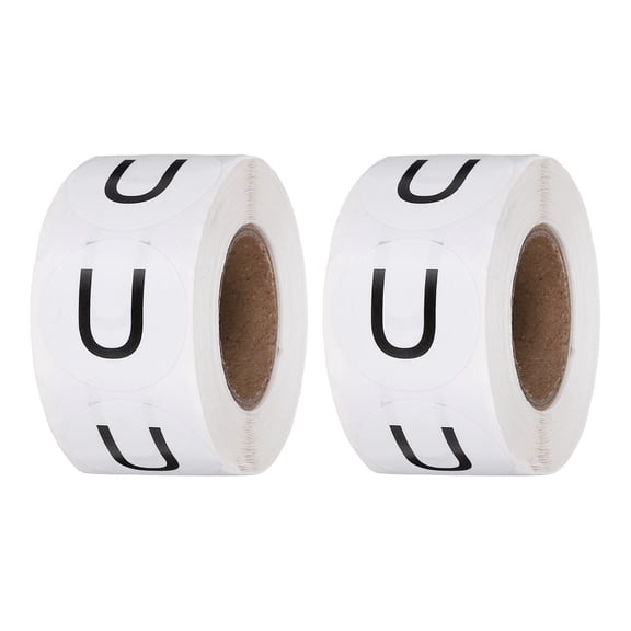 1 Inch Letter-U Inventory Labels, 500Pcs Letter Stickers Round Circle Dots Labels Semi-Gloss Adhesive Stickers for Home Organization Office Storage, Black (2 Roll)