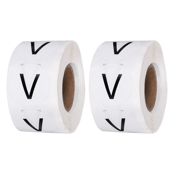 1 Inch Letter-V Inventory Labels, 500Pcs Letter Stickers Round Circle Dots Labels Semi-Gloss Adhesive Stickers for Home Organization Office Storage, Black (2 Roll)
