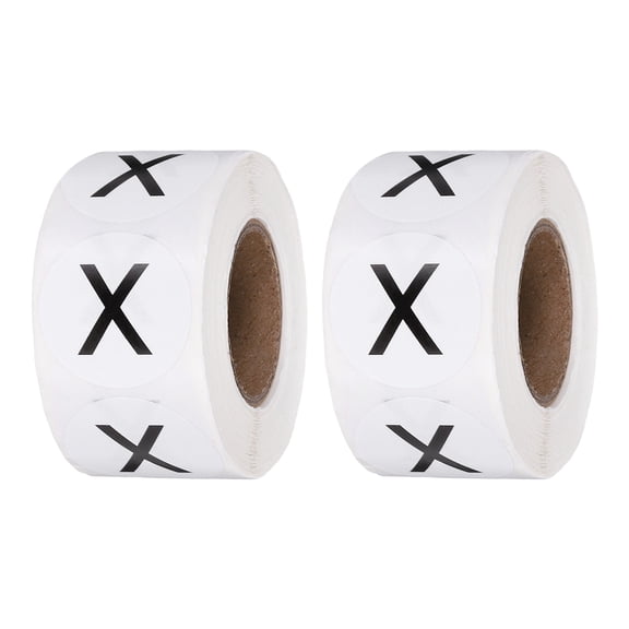 1 Inch Letter-X Inventory Labels, 500Pcs Letter Stickers Round Circle Dots Labels Semi-Gloss Adhesive Stickers for Home Organization Office Storage, Black (2 Roll)