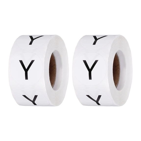 1 Inch Letter-Y Inventory Labels, 500Pcs Letter Stickers Round Circle Dots Labels Semi-Gloss Adhesive Stickers for Home Organization Office Storage, Black (2 Roll)