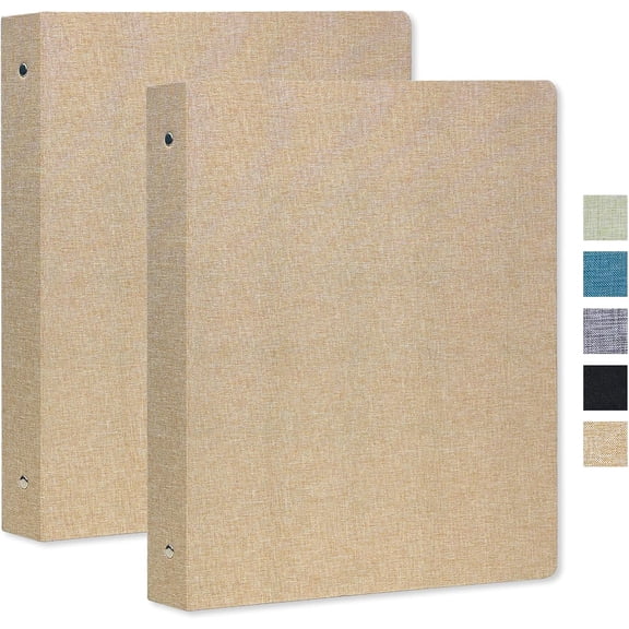 1 Inch Linen 3 Ring Binder for 8.5" x 11" Paper, Professional Document Organizer with 2 Interior Pockets for Office & Home