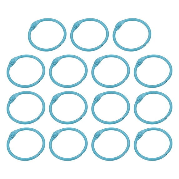 1 Inch Loose Leaf Binder Rings Metal Colorful DIY Keychain for Index Card Scrapbooks, Blue, 15 Pack