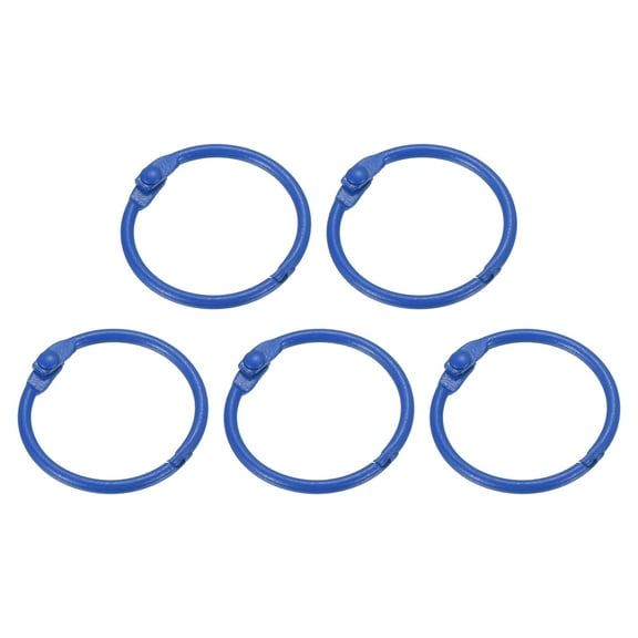 1 Inch Loose Leaf Binder Rings Metal Colorful DIY Keychain for Index Card Scrapbooks, Bright Blue, 5 Pack