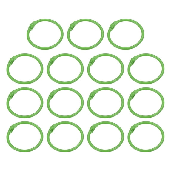 1 Inch Loose Leaf Binder Rings Metal Colorful DIY Keychain for Index Card Scrapbooks, Green, 15 Pack