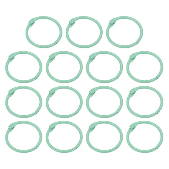 1 Inch Loose Leaf Binder Rings Metal Colorful DIY Keychain for Index Card Scrapbooks, Mint Green, 15 Pack