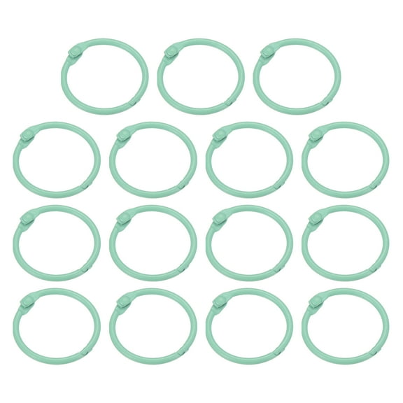 1 Inch Loose Leaf Binder Rings Metal Colorful DIY Keychain for Index Card Scrapbooks, Mint Green, 15 Pack
