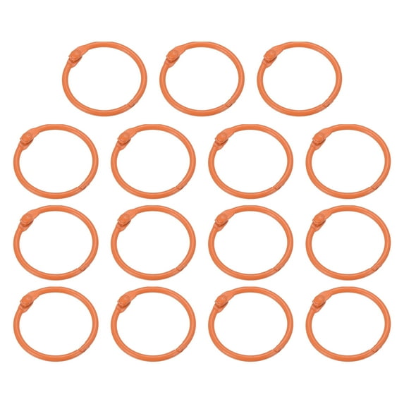 1 Inch Loose Leaf Binder Rings Metal Colorful DIY Keychain for Index Card Scrapbooks, Orange, 15 Pack