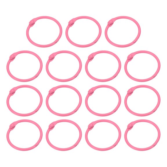 1 Inch Loose Leaf Binder Rings Metal Colorful DIY Keychain for Index Card Scrapbooks, Pink, 15 Pack