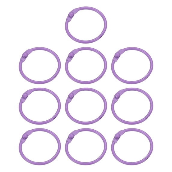 1 Inch Loose Leaf Binder Rings Metal Colorful DIY Keychain for Index Card Scrapbooks, Purple, 10 Pack