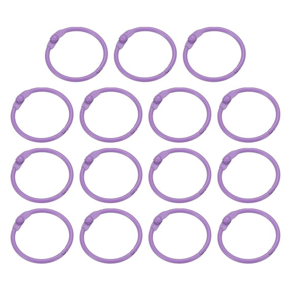1 Inch Loose Leaf Binder Rings Metal Colorful DIY Keychain for Index Card Scrapbooks, Purple, 15 Pack