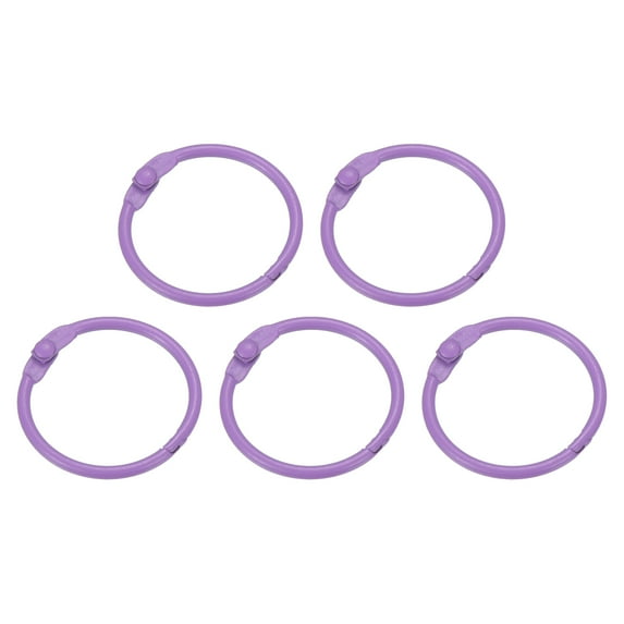 1 Inch Loose Leaf Binder Rings Metal Colorful DIY Keychain for Index Card Scrapbooks, Purple, 5 Pack