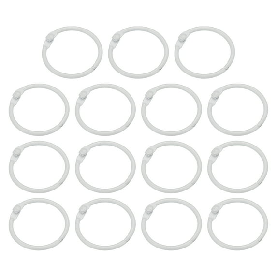 1 Inch Loose Leaf Binder Rings Metal Colorful DIY Keychain for Index Card Scrapbooks, White, 15 Pack