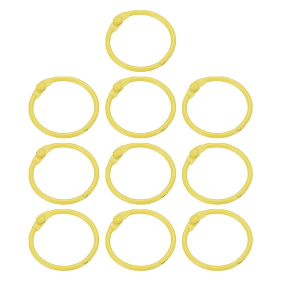1 Inch Loose Leaf Binder Rings Metal Colorful DIY Keychain for Index Card Scrapbooks, Yellow, 10 Pack