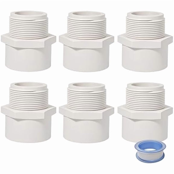 1 Inch Male Thread PVC Fittings White 2-Way PVC Pipe Coupling Adapter Connectors for 1 Inch Schedule 406 Pack Durable Pipe Tube Fitting Adapter Connector for Plumbing Industrial Water Gas Air A