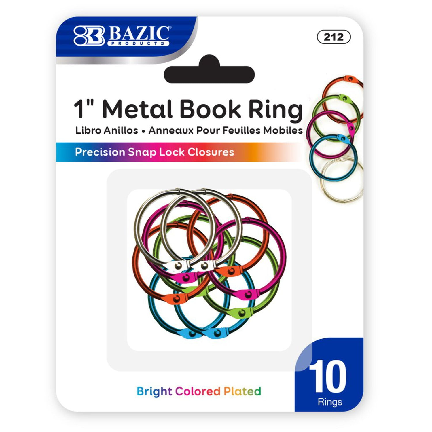 1 Inch Metal Assorted Color Book Rings 10 Pieces Per Pack Ideal for ...