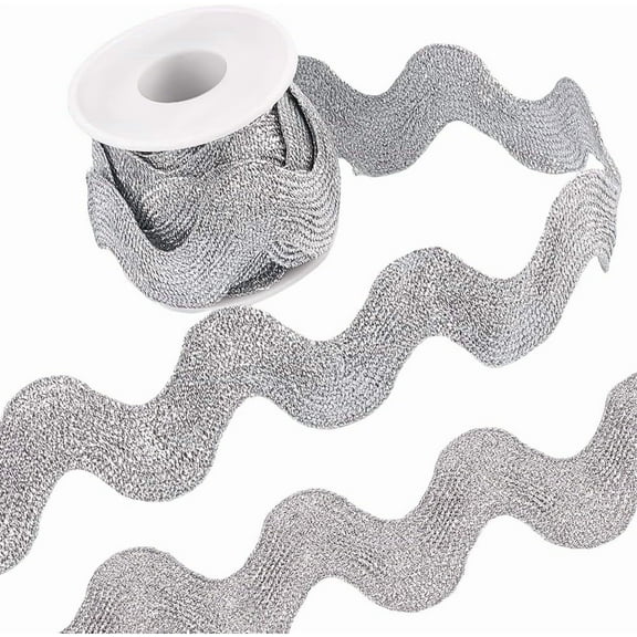 1 Inch Metallic Rick Rack Trim Silver RIC Rac 5 Yards Rickrack Zig Zag Lace Wave Ribbon Wave Bending Fringe Lace Trim S Shaped Woven Fabric