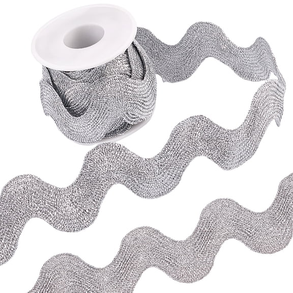 1 Inch Metallic Rick Rack Trim Silver RIC Rac 5 Yards Rickrack Zig Zag Lace Wave Ribbon Wave Bending Fringe Lace Trim S Shaped Woven