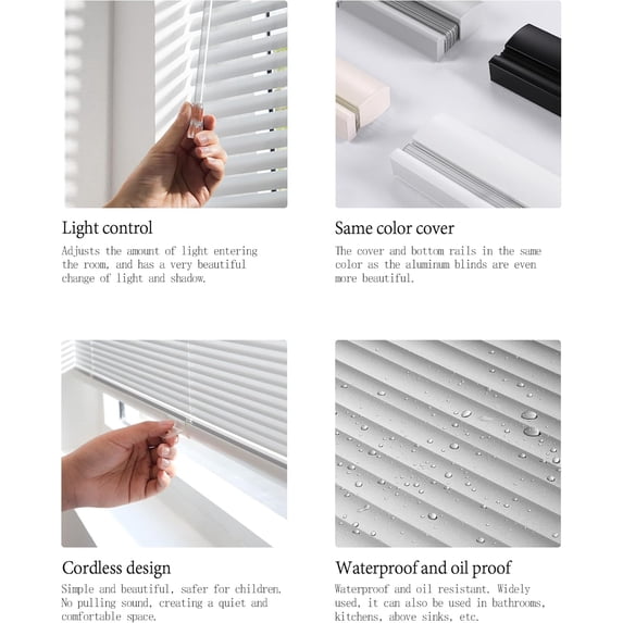 1 Inch Mini Blinds for Indoor Windows, White Horizontal Venetian Blinds ...