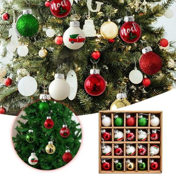 1 Inch Mini Red White Green Glass Ball Christmas Ornaments,20 Miniature Christmas Tree Ornaments, Rustic Christmas Decorations, Mini Christmas Tree Decorations for Christmas Occasion