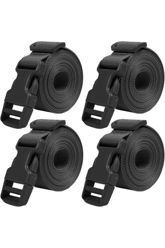 1 Inch Molle Backpack Accessory Strap Luggage Straps Cover Strap Sleeping Bag Strap with Buckle (Black, 24in)