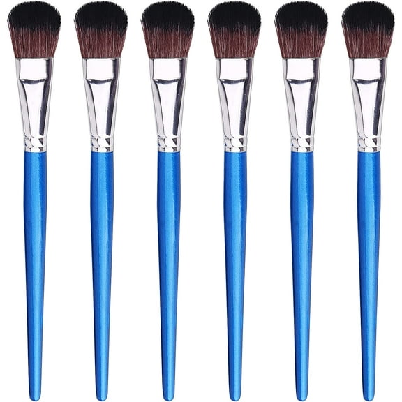1 Inch Mop Brush for Acrylic Painting, 6 Pieces Oval Blending Brushes for Acrylic Painting with Short Wooden Handle for Acrylic, Gouache,Watercolor