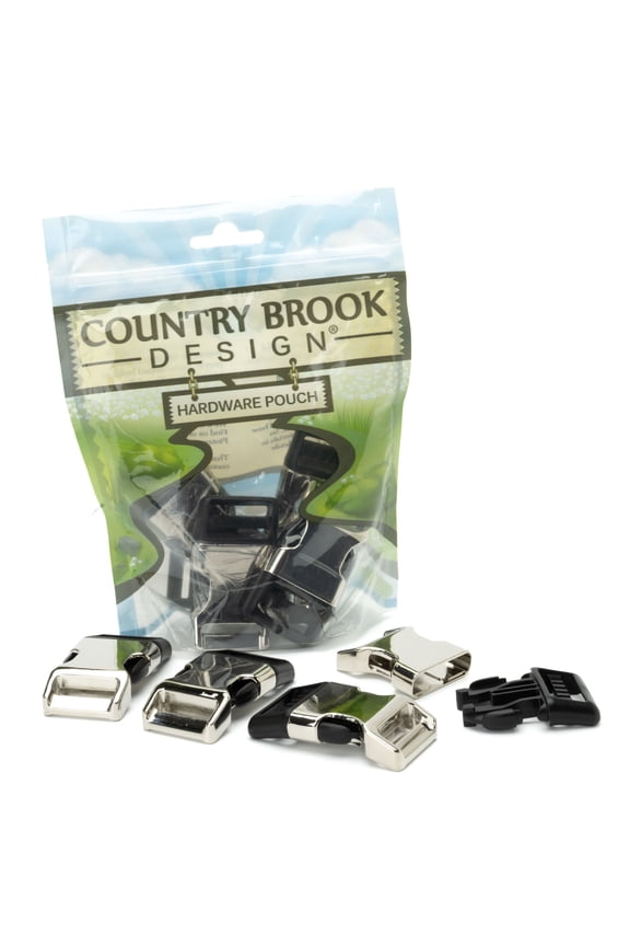 ® 1 Inch Nickel Plated Metal / Black Plastic Hybrid Side Release Buckle, 10 Pack