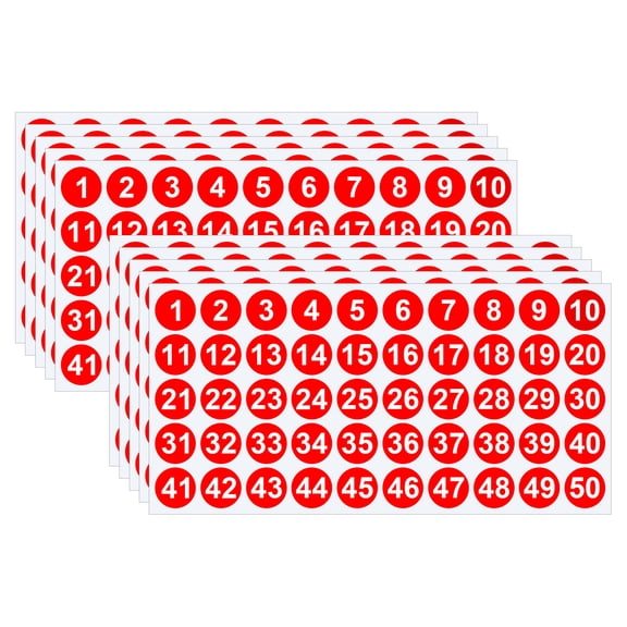 1 Inch Number Stickers 1-50 - 10 Sheets Self-Adhesive Labels for Mailbox Notebook Laptop Scrapbook Decor, Black on White Paper Style