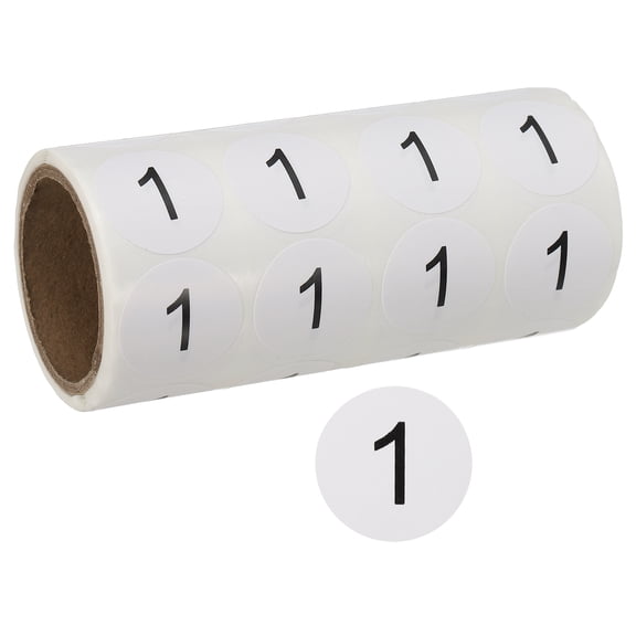 1 Inch Number Stickers, Number 1 Sticker Numbers Labels Round Small Vinyl Self Adhesive Label Circle Decals 500 Pcs 1 Roll for Photo Album Poster Table, Black