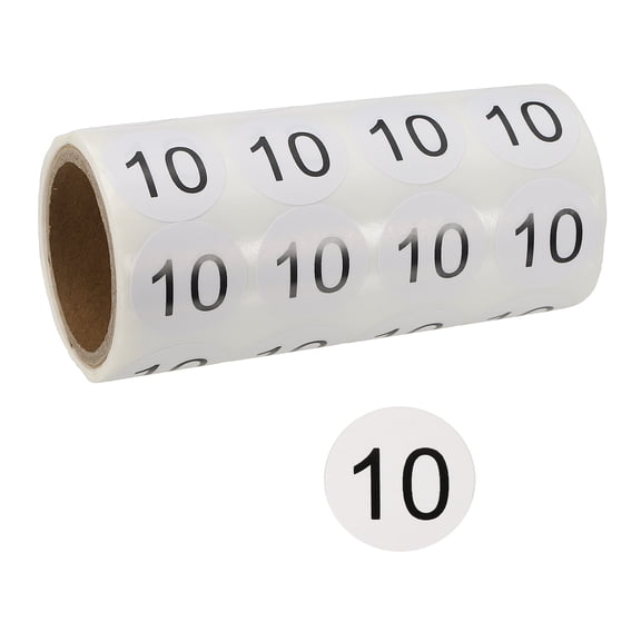 1 Inch Number Stickers, Number 10 Sticker Numbers Labels Round Small Vinyl Self Adhesive Label Circle Decals 500 Pcs 1 Roll for Photo Album Poster Table, Black