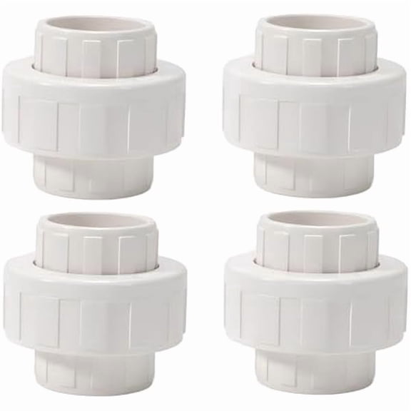 1 Inch PVC Union Coupling Pipe Fitting (Socket x Socket) 1 Inch Schedule 40 Slip Union Adapter with EPDM O-Ring, White(Pack of 4) Durable Pipe Tube Fitting Adapter Connector for Plumbing Industri