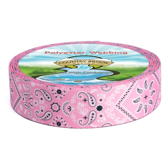 Country Brook Design® Pink Bandana Polyester Webbing, 5 Yards