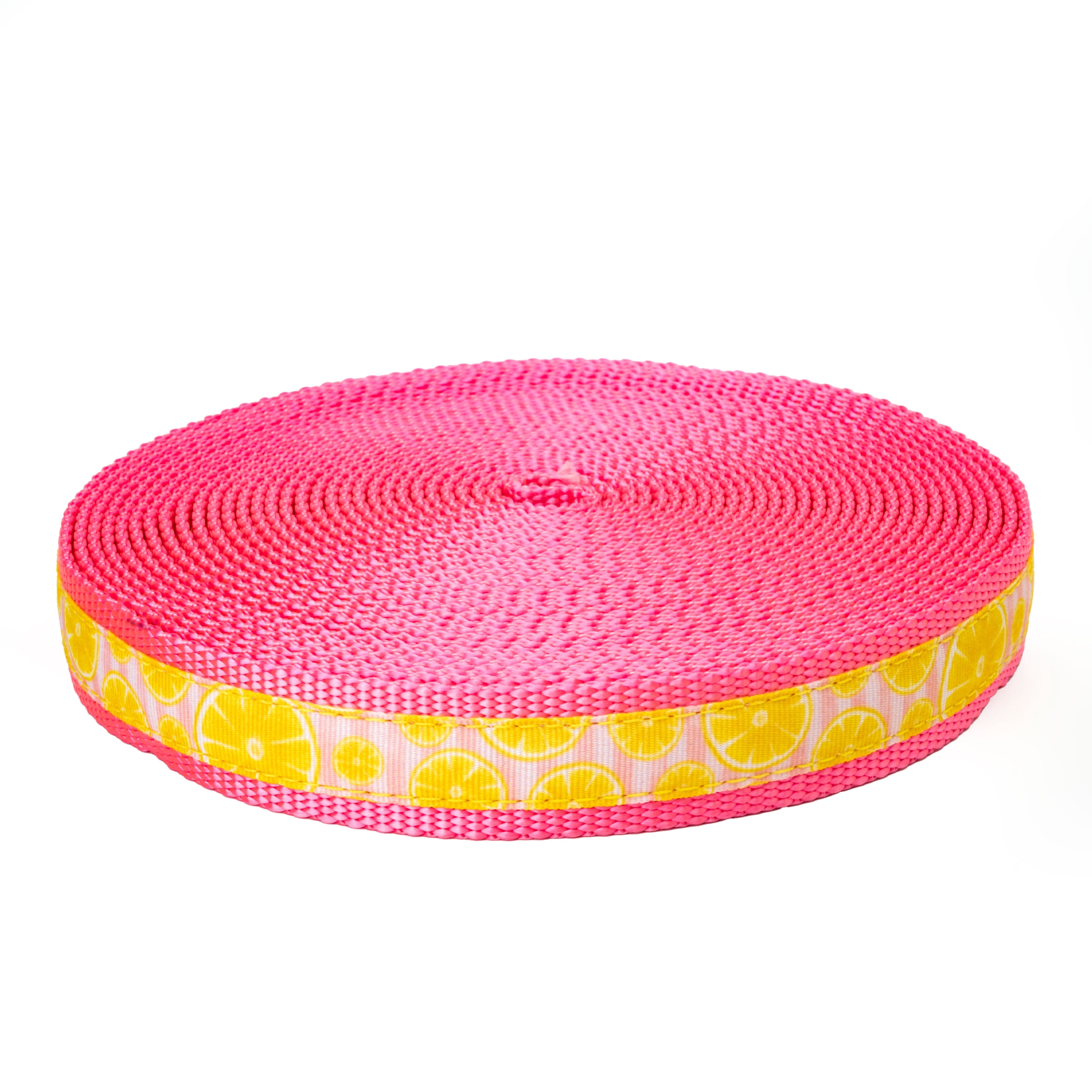 Country Brook Design® 1 Inch Pink Lemonade Ribbon on Pink Nylon Webbing ...