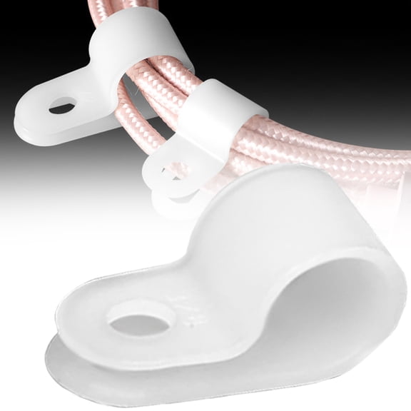 1-Inch R-Type Cable Clamps, 1-Pack White Nylon Wire Management Clips, Uc-6 Screw-on Cord Fasteners for Home, office, and Industrial Use