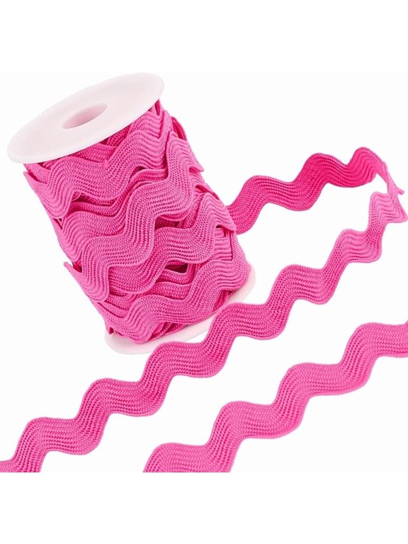 1 Inch RIC Rac 10 Yards Rick Rack Trim for Sewing Zig Zag Lace Wave Ribbon Wave Bending Fringe Lace Trim Hot Pink S Shaped Woven Fabric for DIY Crafts Wedding Party Gift Wrapping