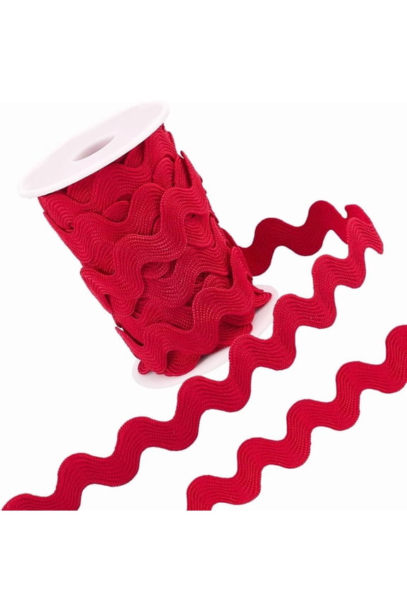 1 Inch RIC Rac 10 Yards Rick Rack Trim Zig Zag Lace Wave Ribbon Wave Bending Fringe Lace Trim FireBrick S Shaped Woven Fabric for Sewing DIY Crafts Wedding Party Gift Wrapping